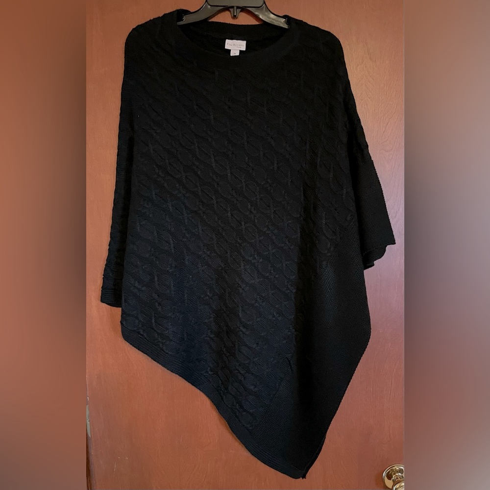 Kim Rogers Curvy Black Poncho Sweater